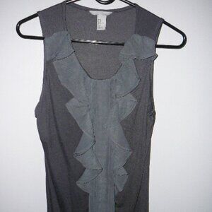 H & M Gray Sleeveless Ruffled Beautiful Dressy Blouse Size-Medium